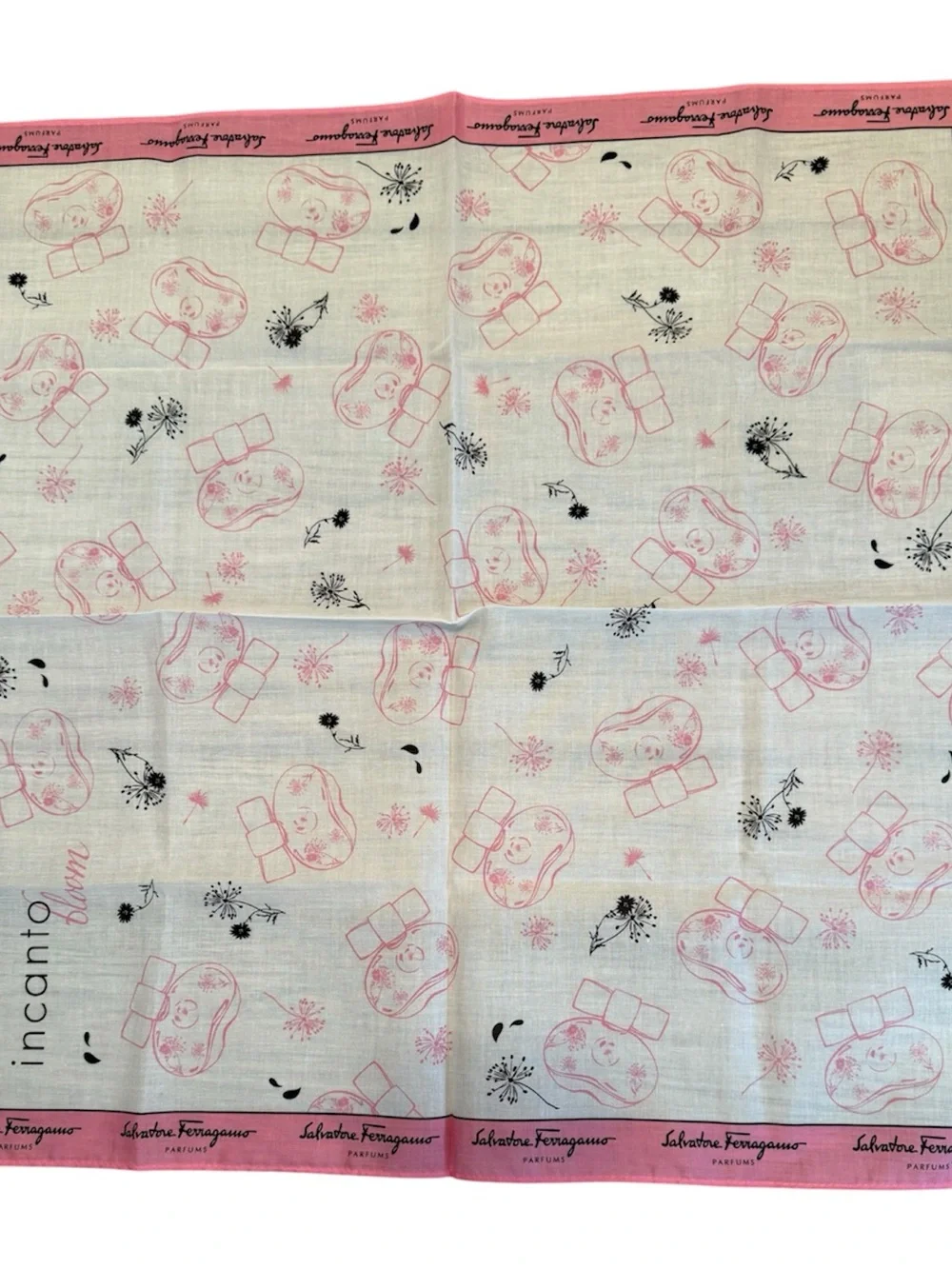 Salvatore Ferragamo Pink and Ivory Scarf